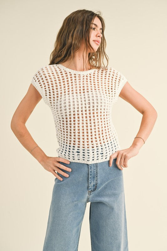 CROCHET KNITTED FRONT AND BACK REVERSIBLE TOP